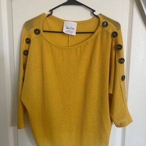 Sadie & Love Mustard Button-Accent Women's Blouse